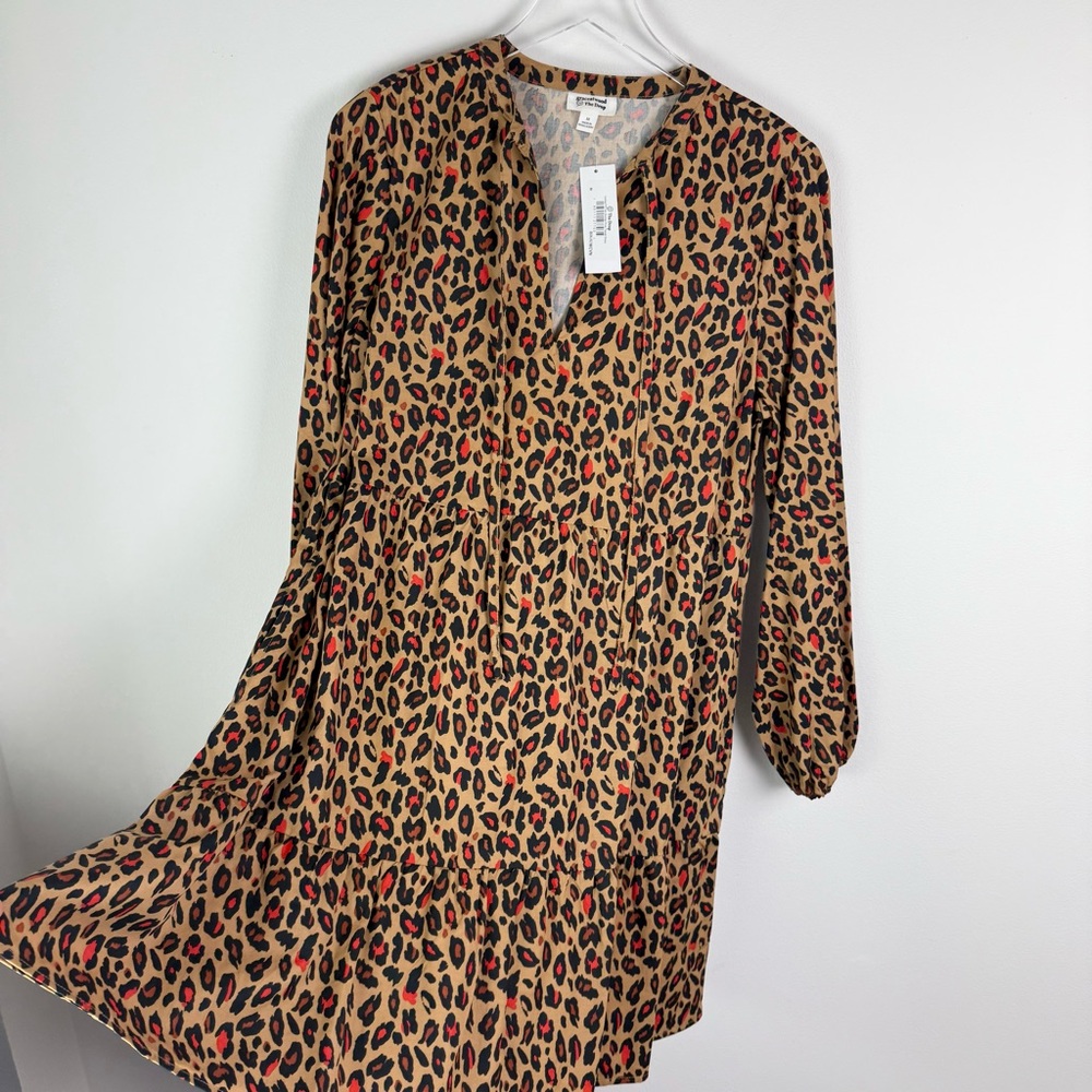 GRACE ATWOOD x THE DROP Tan Animal Print Swing Dress NWT